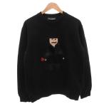 ショッピングGABBANA ドルチェ&ガッバーナ ドルガバ DOLCE&GABBANA スウェット トレーナー レザー ラムファー おじさん 長袖 46 黒 ブラック /FF ■GY62