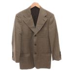 グッチ GUCCI テーラードジャケット ブレザー ウール チェック 3B 総裏地 46 ベージュ /FF ■GY62 メンズ