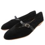 サルヴァトーレフェラガモ Salvatore Ferragamo フラットシューズ パンプス ローヒール スエード 5 黒 ブラック /YJ ■GY62 レディース