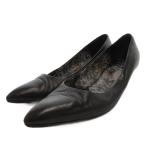 エルメス HERMES パンプス ポインテッドトゥ 虎柄 ピンヒール レザー 37.5 黒 ブラック /FF ■GY62 レディース