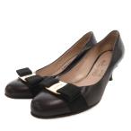 サルヴァトーレフェラガモ Salvatore Ferragamo ヴァラ リボン パンプス ピンヒール レザー 5.5 黒 ブラック /FF  ■GY62 レディース