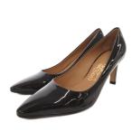 サルヴァトーレフェラガモ Salvatore Ferragamo パンプス ポインテッドトゥ ヒール エナメル 7.5 黒 ブラック /FF ■GY62 レディース