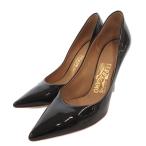 サルヴァトーレフェラガモ Salvatore Ferragamo エナメルパンプス ハイヒール ポインテッドトゥ 5 黒 ブラック /FF ■GY62 レディース
