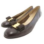 サルヴァトーレフェラガモ Salvatore Ferragamo ヴァラリボン パンプス シューズ レザー 7 茶 ブラウン /JS ■GY62 レディース