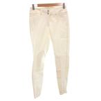 エルメス HERMES スキニーパンツ ストレッチ ロゴボタン 36 白 ホワイト /FF ■GY62 レディース