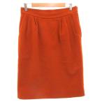 エルメス HERMES スカート カシミヤ混 ウール タック ひざ丈 40 オレンジ /FF ■GY62 レディース