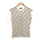 ショッピングフェンディ フェンディ FENDI イタリア製 Tシャツ カットソー ロゴ柄 素材切替 半袖 シアー袖 白 ホワイト /NU ■GY62 レディース