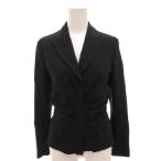 プラダ PRADA テーラードジャケット ブレザー ギャザー スナップボタン ウール 38 黒 ブラック /FF ■GY62 レディース