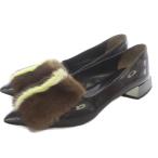 フェンディ FENDI ファー シューズ ポインテッドトゥ パンプス 37 茶色 ブラウン /SR ■GY62 レディース