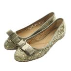 サルヴァトーレフェラガモ ヴァリナ ヴァラリボン フラットシューズ  7 24.5cm ブロンズカラー /MI ■GY62 レディース