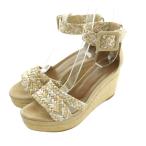 エルメス HERMES エスパドリーユ ウェッジソールサンダル 編み込み 38 24.5cm ベージュ マルチカラー /MI ■GY62 レディース