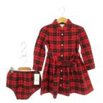  не использовался товар Ralph Lauren RALPH LAUREN One-piece over брюки имеется детская одежда 24M красный красный в клетку длинный рукав воротник имеется /AH35 #GY62