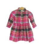  Ralph Lauren RALPH LAUREN детская одежда рубашка One-piece фланель рубашка для девочки 12M розовый в клетку длинный рукав over брюки имеется /AO1