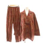 未使用品 エトロ ETRO パジャマ セットアップ ルームウエア 総柄 ペイズリー柄 コットン M 赤 レッド マルチカラー /CX ■GY53 レディース