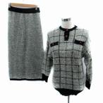  Lanvin LANVIN выставить верх и низ вязаный свитер длинный рукав общий рисунок узкая юбка макси длина длинный длина сверху 44 S чёрный черный слоновая кость 