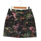 ショッピングアリス アリスオリビア alice + olivia スカート ミニ 台形 総柄 黒 マルチカラー /NR ■GY57 レディース