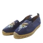エルメス HERMES スリッポン フラット エスパドリーユ キャンバス 35 ネイビー /YO27 ■GY57 レディース
