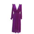 ショッピングzara ザラ ZARA プリーツワンピース ロング丈 XSS 紫 パープル Vネック フリル 長袖 透け感 /MA8 ■GY58 レディース