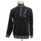  Munsingwear одежда MUNSINGWEAR Golf одежда cut and sewn половина Zip тянуть over длинный рукав L чёрный черный /YS47 #GY61 мужской 