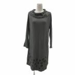 イタリヤ 伊太利屋 ワンピース 長袖 レオパード柄 ヒョウ柄 ひざ丈 9 グレー 825292-F9H /YS11 ■GY61 レディース