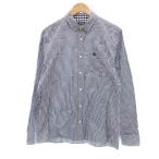 バーバリーブラックレーベル BURBERRY BLACK LABEL 長袖シャツ 3 青 ブルー 白 ホワイト ギンガムチェック D1M20-410-28 /UO ■GY53