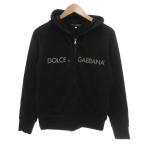 ドルチェ&ガッバーナ ベーシック ドルガバ DOLCE&GABBANA BASIC ジップアップパーカー ジャケット ロゴプリント 42 黒 ブラック /JS