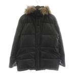 ポールスミス PAUL SMITH ダウンジャケット アウター 羊革 ラムレザー ファー 毛皮 ラクーン フード ジップアップ M 黒 5926LB