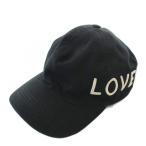 グッチ GUCCI 帽子 ベースボールキャップ LOVED ロゴ 刺繍 M 58 黒 ブラック /XZ ■OH メンズ