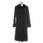 フォクシー FOXEY ステンカラーコート アウター 絹 シルク ファー 毛皮 ミンク ロング レース ビジュー F 黒 ブラック /XZ