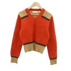 ユニクロ UNIQLO × マルニ MARNI Vネックニット セーター S オレンジ 橙 ワッフル /HO10 ■GY61 レディース