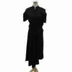 ショッピングzara ザラ ZARA ワンピース S 黒 ブラック スタンドカラー 半袖 ロング丈 アシンメトリー /HO14 ■GY61 レディース