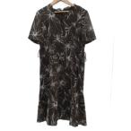 レリアン Leilian ワンピース ロング丈 半袖 9 ブラウン 茶 花柄 /SM8 ■GY61 レディース