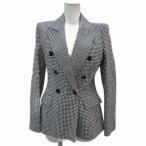 ショッピングzara ザラ ZARA ダブルブレストジャケット S 黒 ブラック 白 ホワイト 総柄 ミドル丈 /YS42 ■GY61 レディース