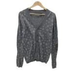 ショッピングハイドロゲン ハイドロゲン HYDROGEN ニットカーディガン S グレー 星柄 スカル柄 エルボーパッチ Vネック ミドル丈 /YS14 ■GY61 レディース