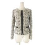 アンタイトル UNTITLED ジャケット 2 黒 ブラック 白 ホワイト モノトーン ツイード柄 ノーカラー 長袖 /CK30 ■GY58 レディース