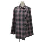 yo- Clan doYORKLAND жакет пончо накидка 9AR розовый серый в клетку воротник имеется средний длина /YS3 #GY59 женский 