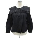 ショッピングzara ザラ ZARA ブラウス シャツ L 黒 ブラック セーラーカラー 長袖 /YS1 ■GY58 レディース