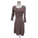 ショッピングキャス キャスキッドソン Cath Kidston ワンピース XS 紺 ネイビー 赤 レッド 小花柄 ラウンドネック 七分袖 ミニ丈 /YS22 ■GY58 レディース