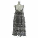 トーマスワイルド THOMAS WYLDE ワンピース 絹 シルク ノースリーブ プリーツ フリル 総柄 S 白 ホワイト 黒 ブラック