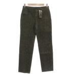 未使用品 ポールスミス PAUL SMITH タグ付き パンツ スラックス W29 レザー 本革 総柄 カーキ /AE ■GY60 レディース