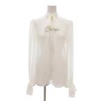 ショッピング白 ホワイト エリザベッタフランキ 美品 ブラウス リボンモチーフ 38 白 ホワイト ボウタイ 長袖 シアー /NL ■GY59 レディース