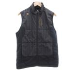  Descente DESCENTE прекрасный товар с хлопком лучший одежда для гольфа жакет L серый чёрный черный Logo общий рисунок вырез лодочкой безрукавка /RG #GY59