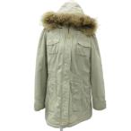 ikaikka Mod's Coat милитари пальто L свет бежевый воротник-стойка с капюшоном .2way с мехом длинный длина женский 
