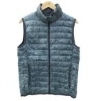 ユニクロ UNIQLO ダウンベスト ナイロン M 青 ブルー 前開き ジップアップ スタンドカラー ミドル丈 /YS17 ■GY58 メンズ