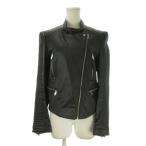 ザラ ベーシック ZARA BASIC OUTERWEAR ライダースジャケット M 黒 ブラック 長袖 アシンメトリージップ キルティングスリーブ /CK35