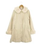 未使用品 メゾピアノ mezzo piano Junior ステンカラーコート ファー M(150) ベージュ リボン ロゴ刺繍 女の子 ガールズ /AO3 ■GY58