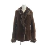 Instinct 毛皮コート 長袖 総裏地 ファー スエード ムートン 羊革 茶 ブラウン ■GY58 /MQ レディース