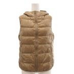 ユニクロ UNIQLO ダウンベスト ジャケット 上着 M 金色 ゴールドカラー フード付き ジップアップ 袖なし /SC ■GY59 レディース