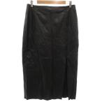 未使用品 ザラ ZARA スカート L 黒 ブラック 無地 スリット入り ミディ丈 /ML ■GY59 レディース