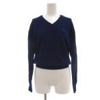 未使用品 ホンマ HONMA タグ付き セーター カシミヤ M 紺 ネイビー Vネック 長袖 ロゴ刺繍 /KB ■GY59 レディース